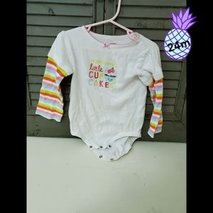 Carters ls snap bottom onesie stripes cupcakes